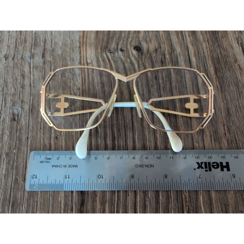 Vintage CAZAL 80s Open EYEGLASSES FRAME Only Women Gold Hexagonal Lens 58 14 140 - Picture 6 of 16